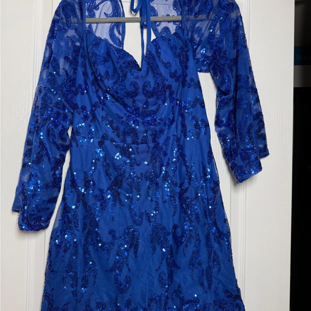 Elegant Blue Sequin Dress